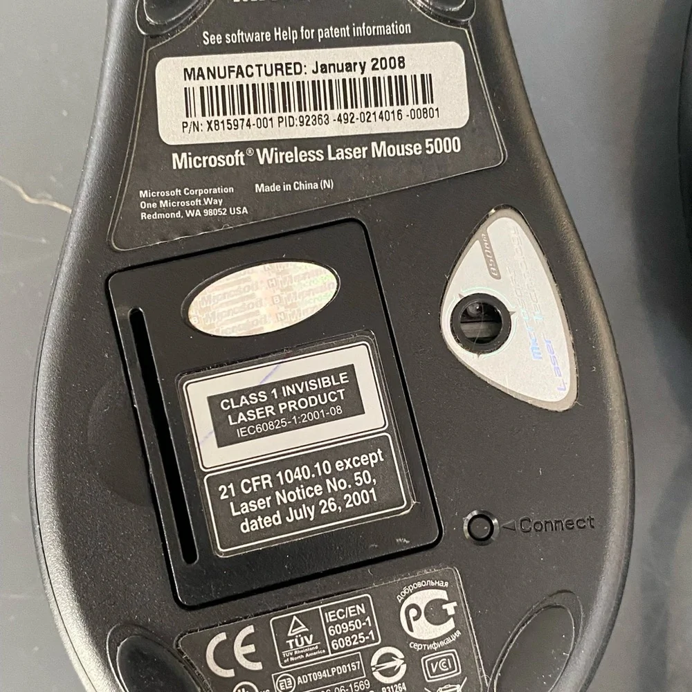 Microsoft Wireless Laser Mouse 5000 Model 1058 + Desktop Receiver